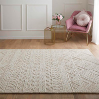 Hampton Provence Tribal Beige Ivory Wool Rug