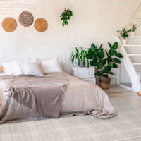 Brintons Noble Pano Light Grey Check Wool Rug