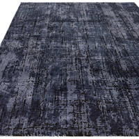 Kuza Abstract Navy Velvet Soft Rug
