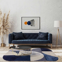 Matrix 74 Oval Rug Indigo Hand Carved Wool Viscose