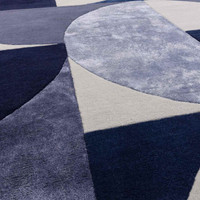 Matrix 74 Oval Rug Indigo Hand Carved Wool Viscose