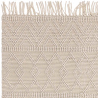 Asra Ivory Wool Fringed Rug