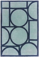 Metro Modern Style Blue Wool Rug