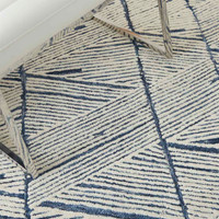 Colorado CLR01 White Blue Wool Rug