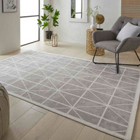Lugano LUG02 Silky Modern Light Grey Ivory Rug