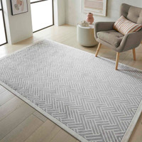 Lugano LUG03 Silky Modern Light Grey Ivory Rug