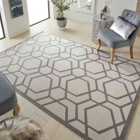 Lugano LUG04 Silky Modern Ivory Light Grey Rug