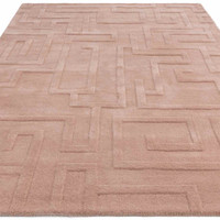 Maze Blush Thick 3D Carved Wool Rug