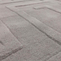 Maze Silver Thick 3D Carved Wool Rug
