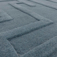 Maze Teal Blue Thick 3D Carved Wool Rug