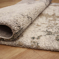 White Natural Grey Abstract Thick Mehari Rug 6747