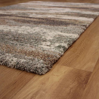 Grey Brown White Abstract Thick Mehari Rug 6747