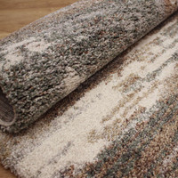 Grey Brown White Abstract Thick Mehari Rug 6747