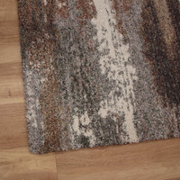 Grey Brown White Abstract Thick Mehari Rug 6747
