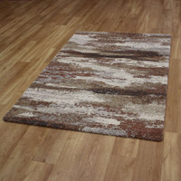 Brown Natural White Abstract Thick Mehari Rug 6787