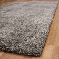 Plain Green Grey Thick Shaggy Rug Mehari 4747