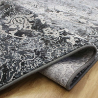 Luxurious Charcoal Grey Abstract Canyon Rug 3535