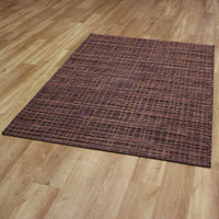 Thin Brown Red Handwoven Wool Goa Rug 1003