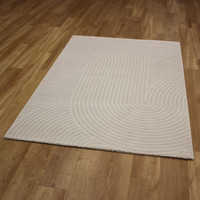 White Hardwearing Modern Geo Rug 6161