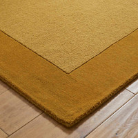 Colours Mustard Wool Rug Plain Border Runner