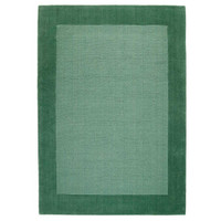 Colours Green Wool Rug Plain Border Runner