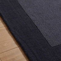 Colours Charcoal Wool Rug Plain Border Runner