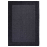 Colours Charcoal Wool Rug Plain Border Runner