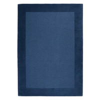 Colours Blue Wool Rug Plain Border Runner