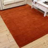 Terracotta SM Large wool plain rug Runner