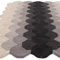 Hive Charcoal Geometric Thick Wool Rug