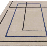 Reef Rug RF19 Outline Cream Blue Wool