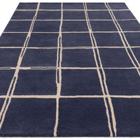 Albany Wool Rug Grid Marine Blue