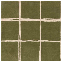 Albany Wool Rug Grid Olive Green
