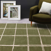 Albany Wool Rug Grid Olive Green