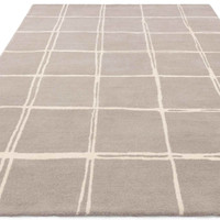 Albany Wool Rug Grid Silver Grey