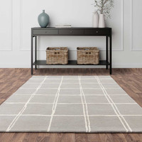 Albany Wool Rug Grid Silver Grey