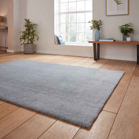 Kara Light Blue Shaggy Washable Plain Rug
