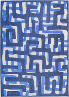 Kuba Ultramarine Blue Thin Rug 9336 LDP