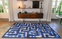 Kuba Ultramarine Blue Thin Rug 9336 LDP