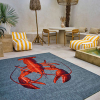 Lobster Steam Red 9389 Indoor Outdoor Washable Eco Rug