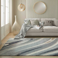 Amara Soft Stylish Abstract Rug Ivory Grey Blue