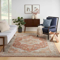 Sahar Traditional Silk Look Rug Ivory Multicolour 