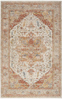 Sahar Traditional Silk Look Rug Ivory Rust 