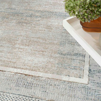 Glitz GLZ07 Silky Two Tone Thin Rug Ivory Multicolour