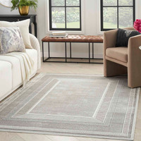 Glitz GLZ07 Silky Two Tone Thin Rug in Silver