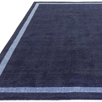 Albi Navy Pure Wool Plain Rug