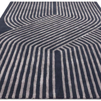 Matrix 97 Solstice Navy Rug Silky Lines Viscose Wool