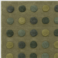 Dotty Green Thick Wool Indian Rug