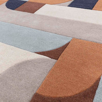 Matrix 88 Klotski Terracotta Brown Thick Wool Rug