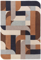 Matrix 88 Klotski Terracotta Brown Thick Wool Rug